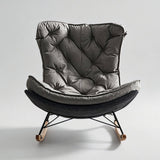 Italian Leather Rocking Lounge Chair - Carbon-Steel Frame with Wood Rockers - StoolTopiaLounge Chairs