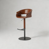 Italian Minimalist 360° Swivel Bar Stool with Saddle Leather | STOOLTOPIA - StoolTopia