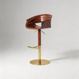 Italian Minimalist 360° Swivel Bar Stool with Saddle Leather | STOOLTOPIA - StoolTopia