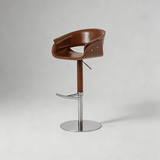Italian Minimalist 360° Swivel Bar Stool with Saddle Leather | STOOLTOPIA - StoolTopia