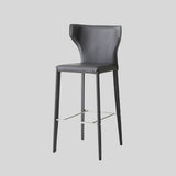 Italian - Style Saddle Leather High Bar Stool – Horn - Back Design, Carbon - Steel Frame, Stainless Steel Footrest, High - Density Comfort for Kitchen Islands & Modern Dining Spaces - StoolTopia