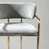 Upholstered Bar Stool with Gold Metal Frame - Velvet or Leather High Chair
