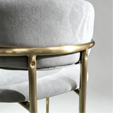 Upholstered Bar Stool with Gold Metal Frame - Velvet or Leather High Chair