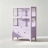 Kids Display Storage Cabinet - Steel Frame with Tempered Glass Doors & Customizable Knobs - StoolTopia