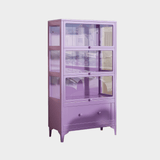 Kids Display Storage Cabinet - Steel Frame with Tempered Glass Doors & Customizable Knobs - StoolTopia