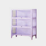 Kids Display Storage Cabinet - Steel Frame with Tempered Glass Doors & Customizable Knobs - StoolTopia