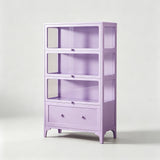 Kids Display Storage Cabinet - Steel Frame with Tempered Glass Doors & Customizable Knobs - StoolTopia
