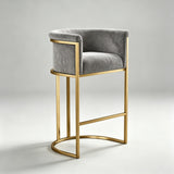 Luxurious Velvet Bar Stool with Gold Metal Frame for Elegant Interiors - StoolTopia