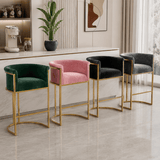 Luxurious Velvet Bar Stool with Gold Metal Frame for Elegant Interiors - StoolTopia