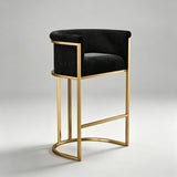 Luxurious Velvet Bar Stool with Gold Metal Frame for Elegant Interiors - StoolTopia