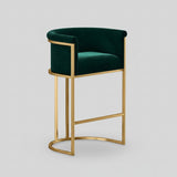 Luxurious Velvet Bar Stool with Gold Metal Frame for Elegant Interiors - StoolTopia