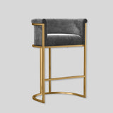 Luxurious Velvet Bar Stool with Gold Metal Frame for Elegant Interiors - StoolTopia