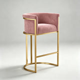 Luxurious Velvet Bar Stool with Gold Metal Frame for Elegant Interiors - StoolTopia