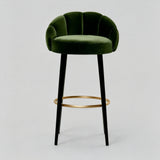Luxury American-Style Velvet & Solid Wood High Bar Stool - StoolTopia