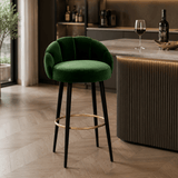 Luxury American-Style Velvet & Solid Wood High Bar Stool - StoolTopia