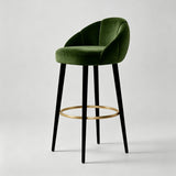 Luxury American-Style Velvet & Solid Wood High Bar Stool - StoolTopia