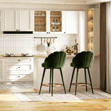 Luxury American - Style Velvet & Solid Wood High Bar Stool - StoolTopia