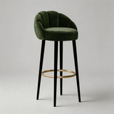 Luxury American - Style Velvet & Solid Wood High Bar Stool - StoolTopia