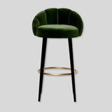 Luxury American - Style Velvet & Solid Wood High Bar Stool - StoolTopia