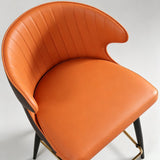 Luxury Leather Bar Stool with Curved Backrest—Bar Chair Stool Bistro Stool with Metal Base - StoolTopia