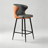 Luxury Leather Bar Stool with Curved Backrest—Bar Chair Stool Bistro Stool with Metal Base - StoolTopia