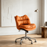 Luxury Leather Swivel Office Chair – Cushioned, Chrome Base, Adjustable - StoolTopia