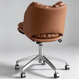 Luxury Leather Swivel Office Chair – Cushioned, Chrome Base, Adjustable - StoolTopia