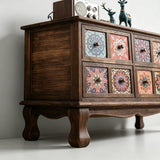 Luxury Solid Wood Frame Dresser with Unique Ceramic Tile Drawers - StoolTopia