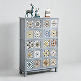 Luxury Solid Wood Frame Dresser with Unique Ceramic Tile Drawers - StoolTopia