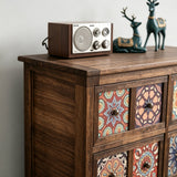 Luxury Solid Wood Frame Dresser with Unique Ceramic Tile Drawers - StoolTopia