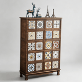 Luxury Solid Wood Frame Dresser with Unique Ceramic Tile Drawers - StoolTopia