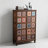 Luxury Solid Wood Frame Dresser with Unique Ceramic Tile Drawers - StoolTopia