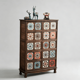 Luxury Solid Wood Frame Dresser with Unique Ceramic Tile Drawers - StoolTopia