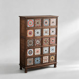 Luxury Solid Wood Frame Dresser with Unique Ceramic Tile Drawers - StoolTopia
