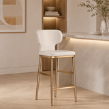 Luxury Upholstered Bar Stool with Winged Backrest – Stainless-Steel Frame & Latex Cushion - StoolTopia