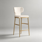 Luxury Upholstered Bar Stool with Winged Backrest – Stainless-Steel Frame & Latex Cushion - StoolTopia