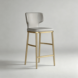Luxury Upholstered Bar Stool with Winged Backrest – Stainless-Steel Frame & Latex Cushion - StoolTopia
