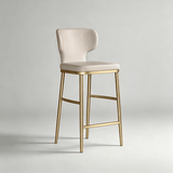 Luxury Upholstered Bar Stool with Winged Backrest – Stainless-Steel Frame & Latex Cushion - StoolTopia