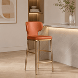 Luxury Upholstered Bar Stool with Winged Backrest – Stainless-Steel Frame & Latex Cushion - StoolTopia