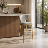 Luxury Upholstered Bar Stool with Winged Backrest – Stainless-Steel Frame & Latex Cushion - StoolTopia