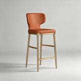 Luxury Upholstered Bar Stool with Winged Backrest – Stainless-Steel Frame & Latex Cushion - StoolTopia