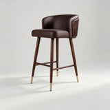Luxury Walnut-Back Bar & Counter Stool – Microfiber Leather, Beech Wood Legs, 65/78 cm Seat Height - StoolTopia