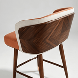 Luxury Walnut-Back Bar & Counter Stool – Microfiber Leather, Beech Wood Legs, 65/78 cm Seat Height - StoolTopia