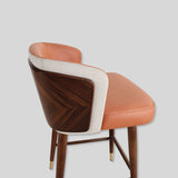 Luxury Walnut - Back Bar & Counter Stool – Microfiber Leather, Beech Wood Legs, 65/78 cm Seat Height - StoolTopia