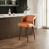 Luxury Walnut-Back Bar & Counter Stool – Microfiber Leather, Beech Wood Legs, 65/78 cm Seat Height - StoolTopia