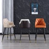 Luxury Walnut - Back Bar & Counter Stool – Microfiber Leather, Beech Wood Legs, 65/78 cm Seat Height - StoolTopia