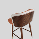 Luxury Walnut - Back Bar & Counter Stool – Microfiber Leather, Beech Wood Legs, 65/78 cm Seat Height - StoolTopia
