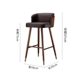 Luxury Walnut-Back Bar & Counter Stool – Microfiber Leather, Beech Wood Legs, 65/78 cm Seat Height - StoolTopia