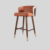 Luxury Walnut - Back Bar & Counter Stool – Microfiber Leather, Beech Wood Legs, 65/78 cm Seat Height - StoolTopia