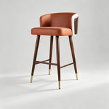 Luxury Walnut-Back Bar & Counter Stool – Microfiber Leather, Beech Wood Legs, 65/78 cm Seat Height - StoolTopia